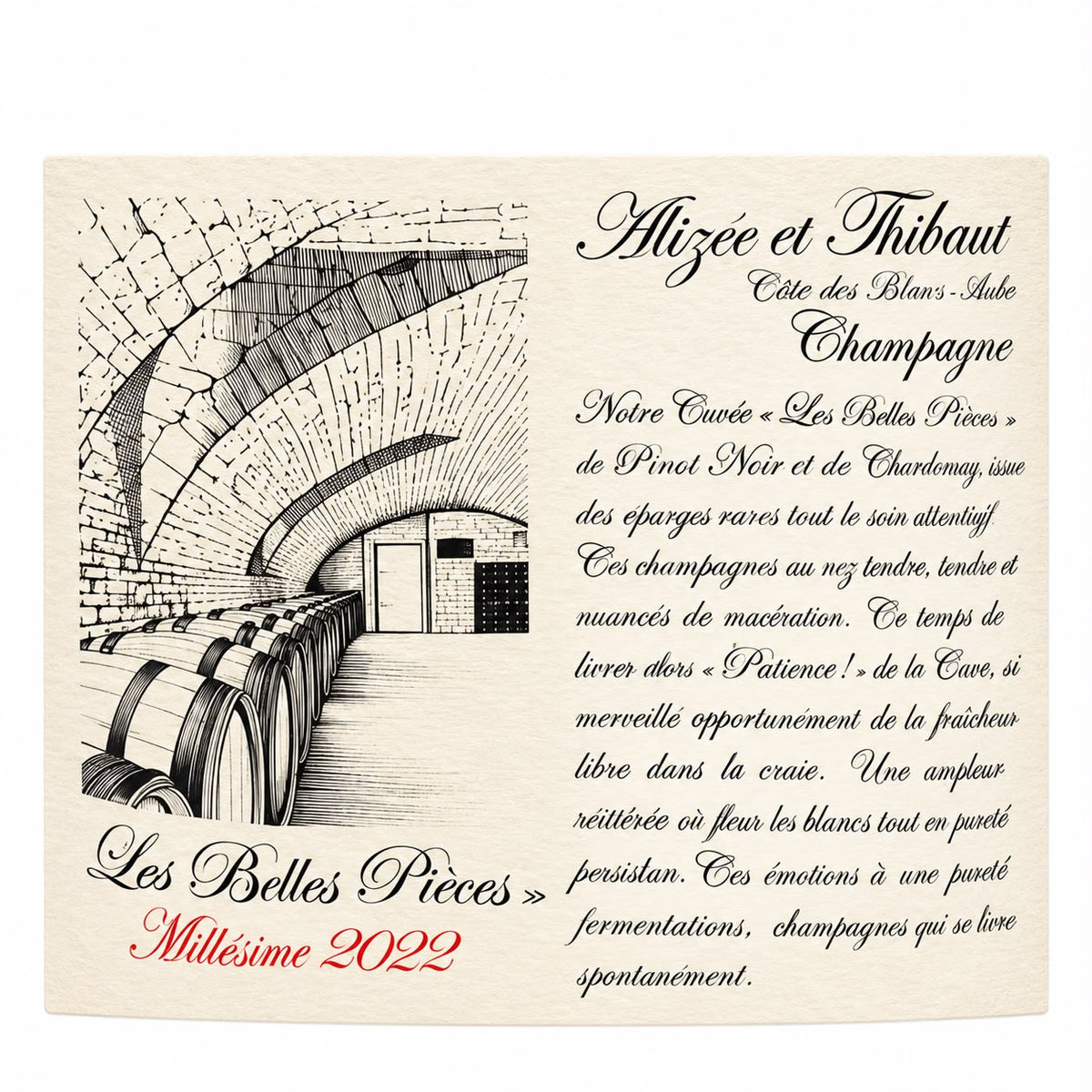 Thibault et Alizee Tassin - Champagne Brut Nature Les Belles Piéces 2022